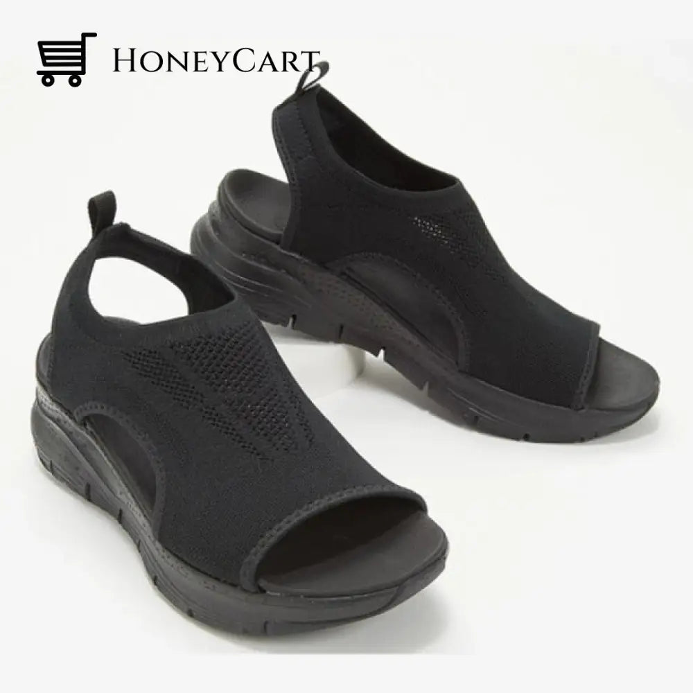 Skeching Washable Slingback Orthopedic Slide Sport Sandals Black / 35