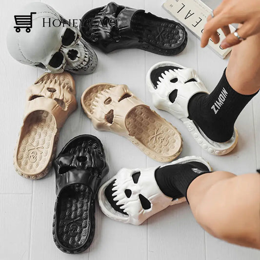 Skull Design Single Band Slippers