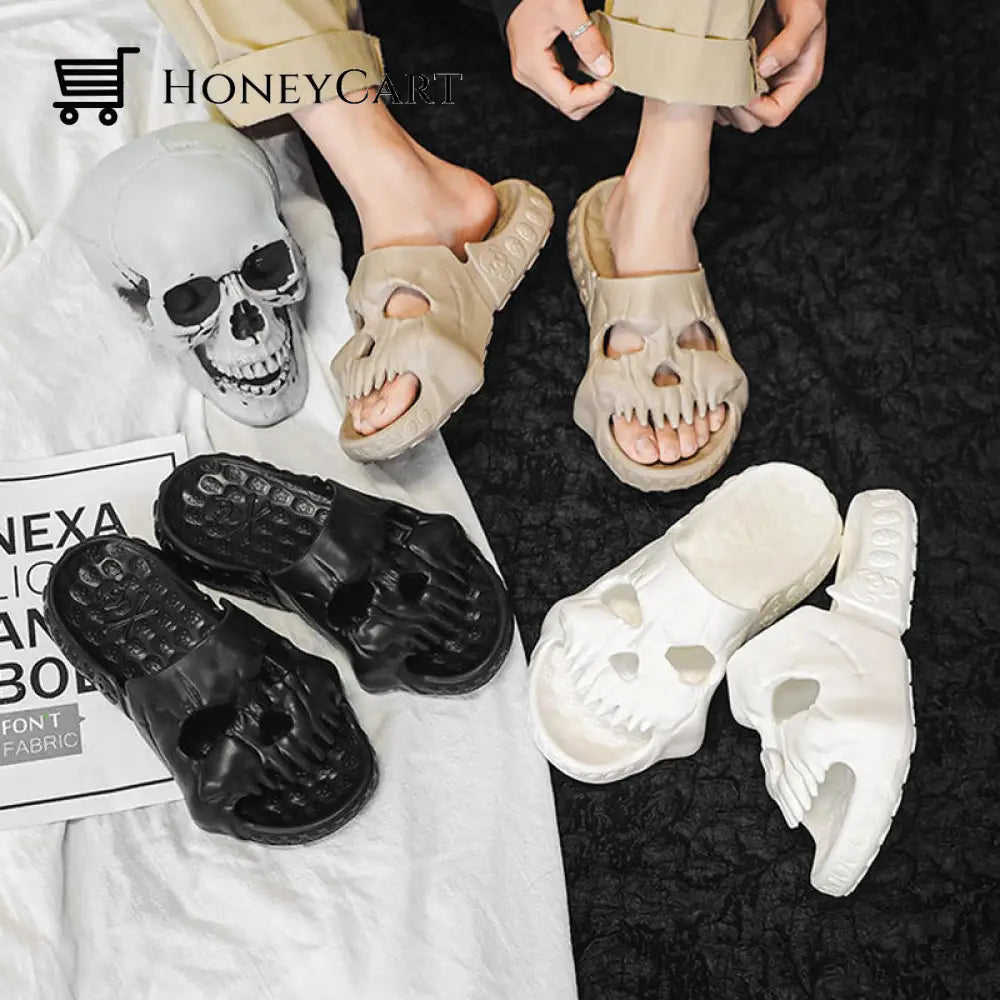 Skull Design Single Band Slippers