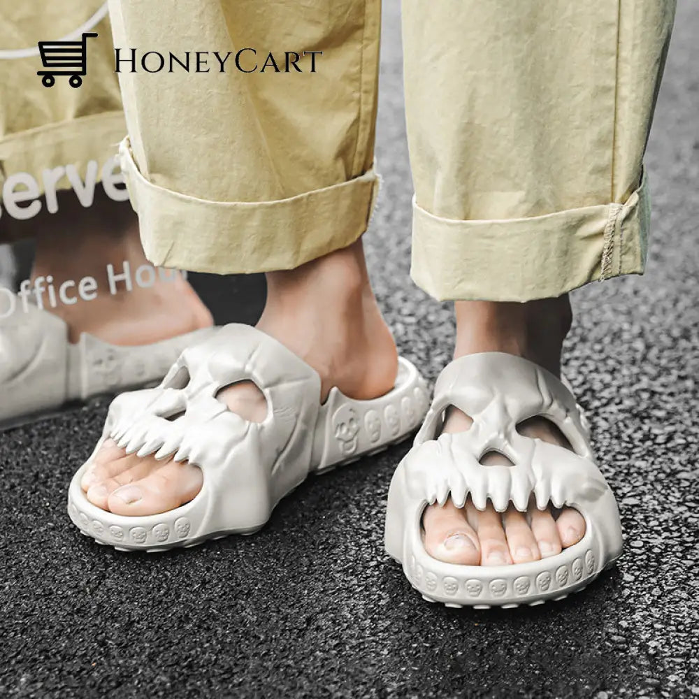 Skull Design Single Band Slippers