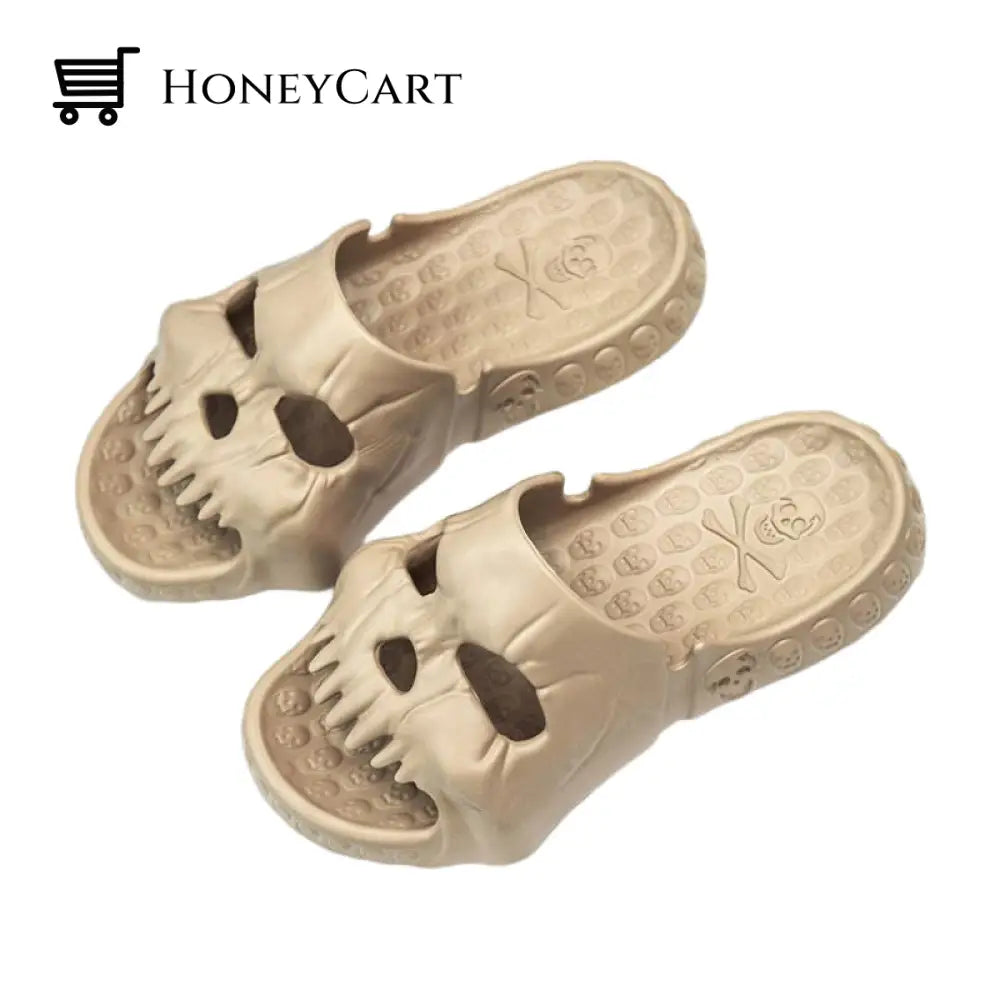 Skull Design Single Band Slippers Khaki / 40-41