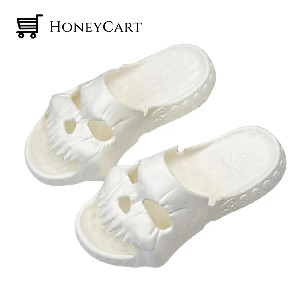 Skull Design Single Band Slippers White / 40-41