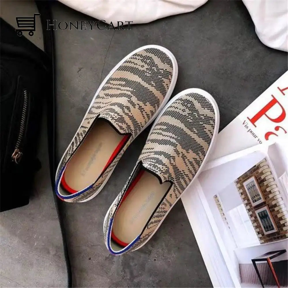 Slip-On Canvas Shoes For Women With Bunions Snake Print / 4
