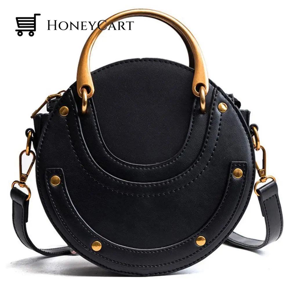 Small Round Retro Handbag Black