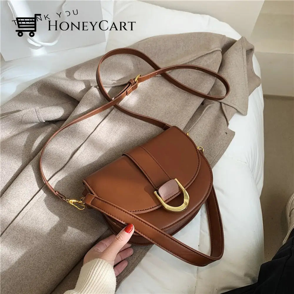 Small Saddle Underarm Shoulder Bag Brown