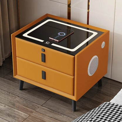 Smart Bedside Table - Wireless Charging with Fingerprint Lock