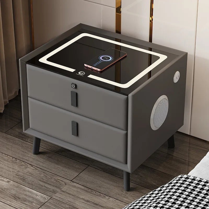 Smart Bedside Table - Wireless Charging with Fingerprint Lock