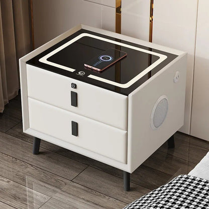 Smart Bedside Table - Wireless Charging with Fingerprint Lock