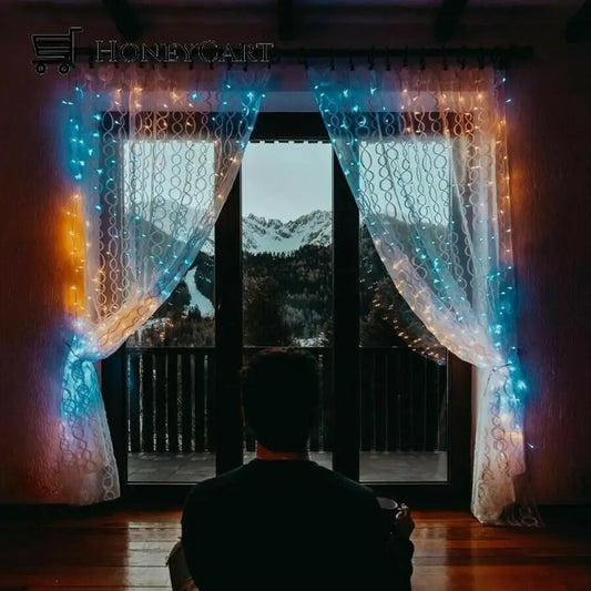 Smart Custom Led Decorative Rainbow Curtain Lights 3.2Ft*9.9Ft+100Led / Colorful