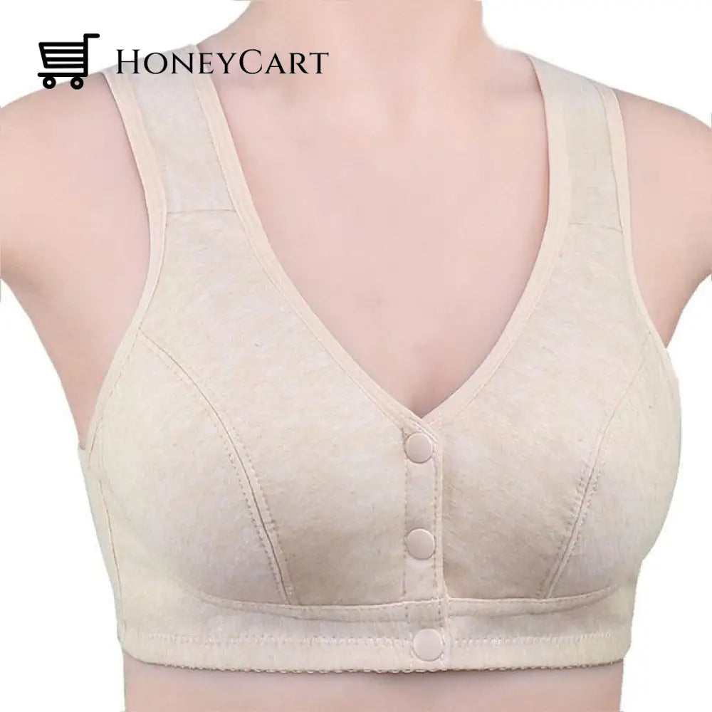 Soft Cotton Front Button Brallete For Casual Wear Beige / 34B/C 31201