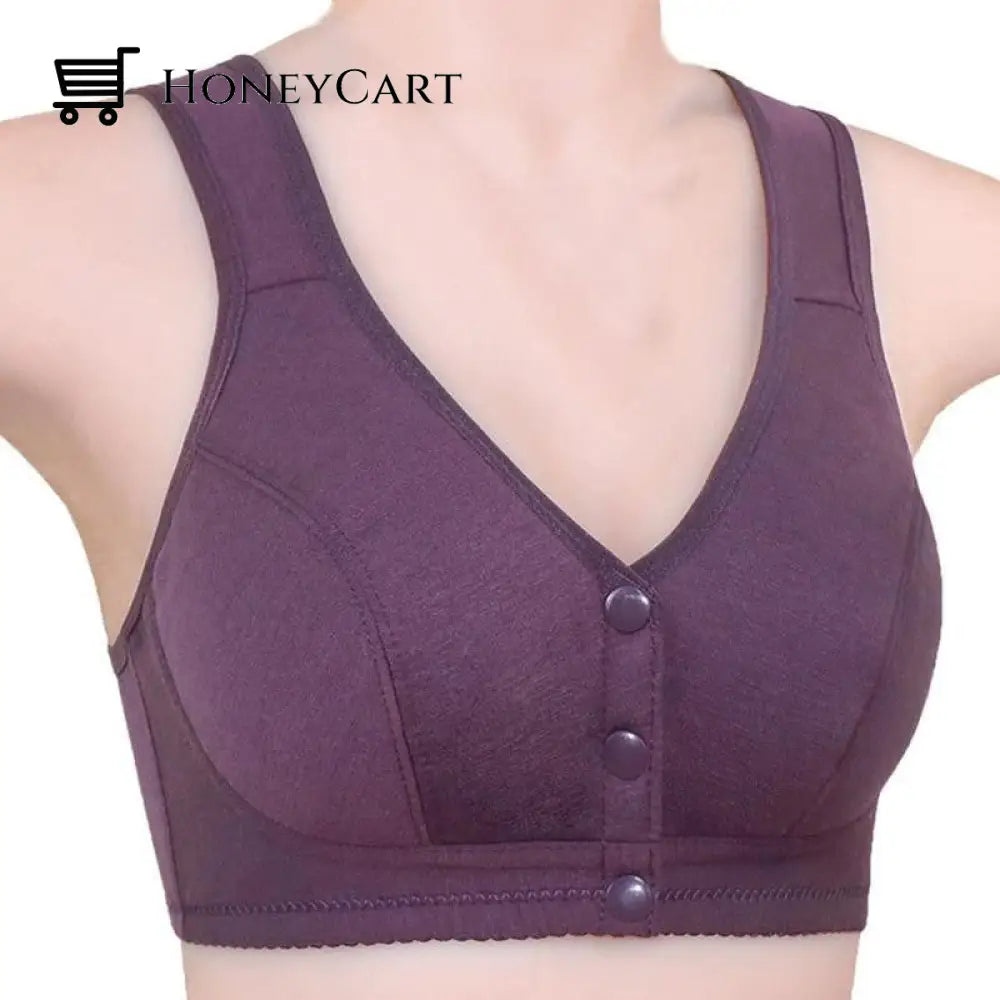 Soft Cotton Front Button Brallete For Casual Wear Dark Purple / 34B/C 31201