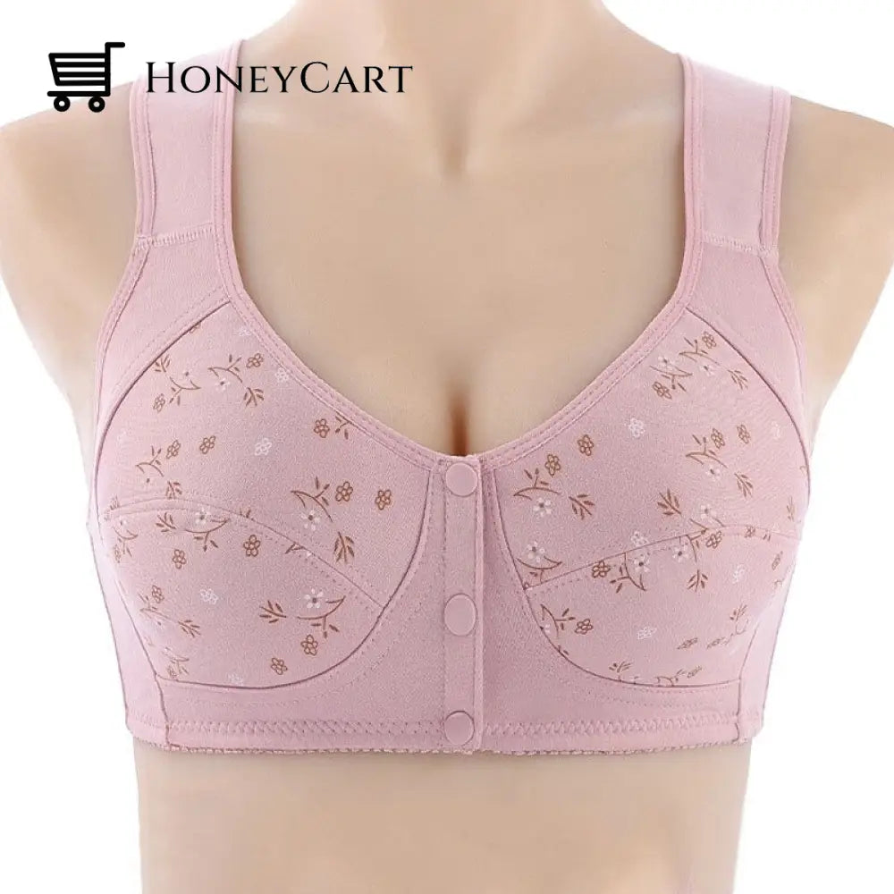 Soft Cotton Front Button Brallete For Casual Wear Light Pink Vignette / 34B/C 31201