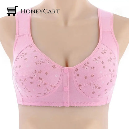 Soft Cotton Front Button Brallete For Casual Wear Pink Vignette / 34B/C 31201