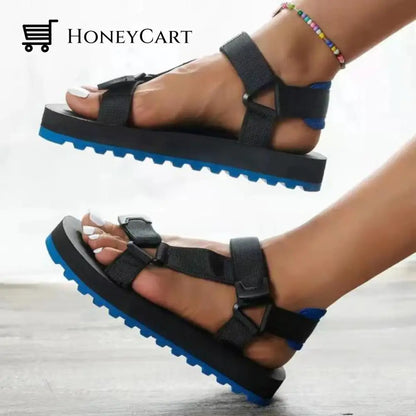 Soft Slip Velcro Arch Support Strappy Platform Sandals For Women