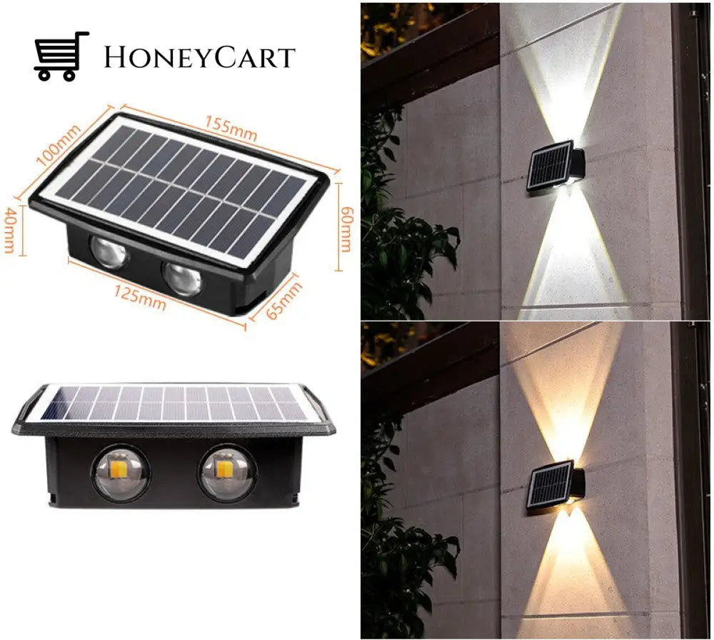 Solar Outdoor Wall Light 4 Led / White + Warm