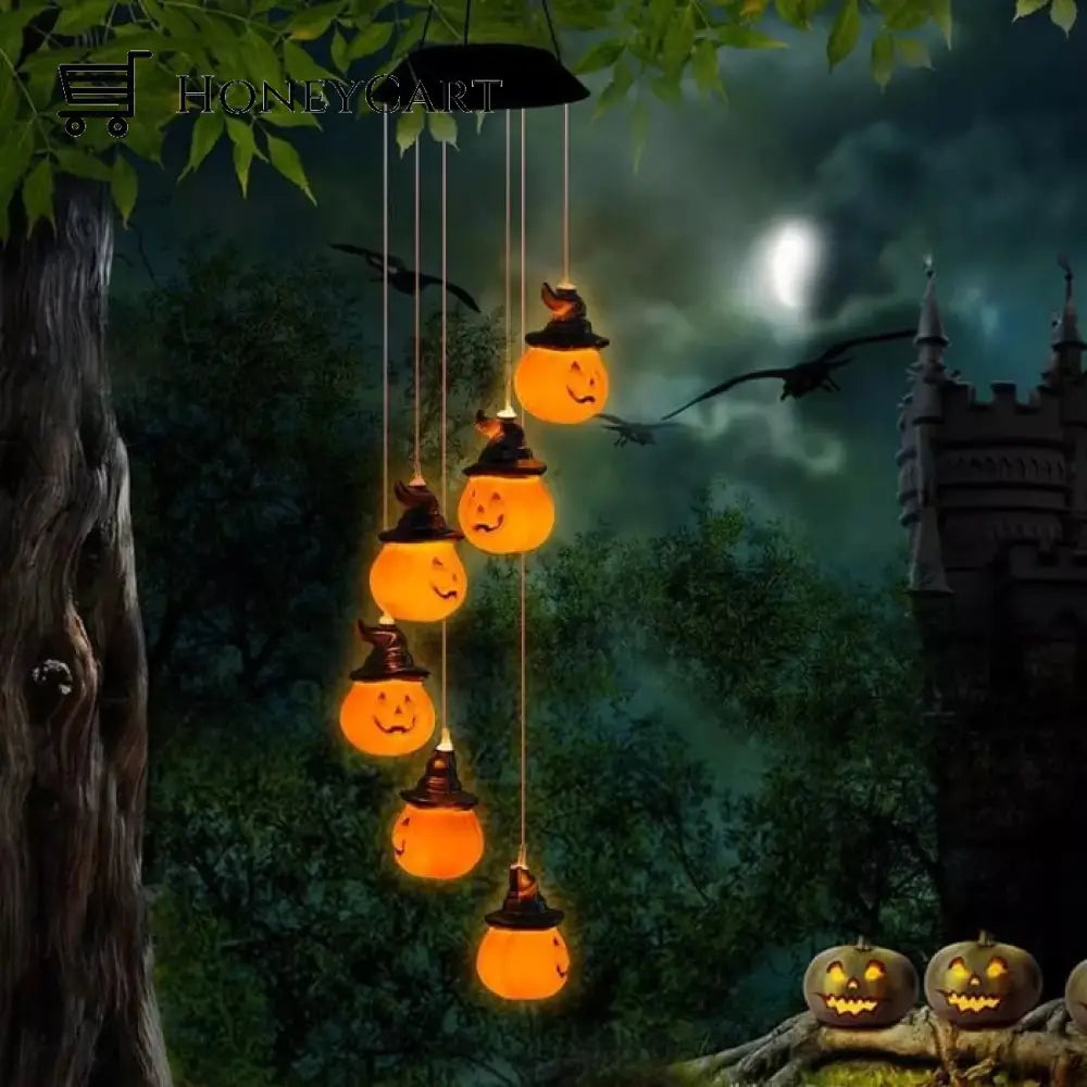 Solar Pumpkin/Skull/Ghost Wind Chime Light Hat Pumpkin