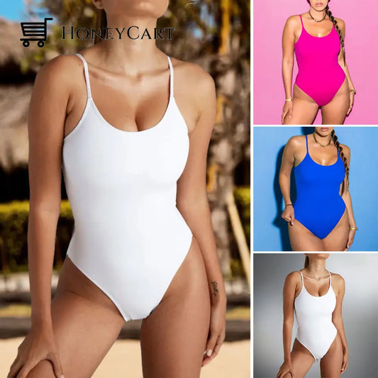 Solid Color Triangle One Piece Swimsuit