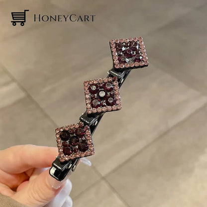 Sparkling Crystal Stone Braided Hair Clips