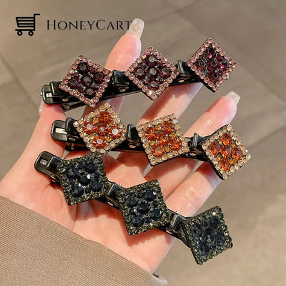 Sparkling Crystal Stone Braided Hair Clips