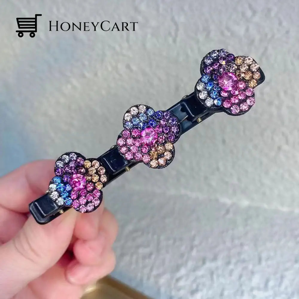 Sparkling Crystal Stone Braided Hair Clips Colorful*2