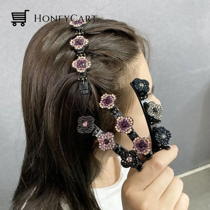 Sparkling Crystal Stone Braided Hair Clips Purple*2