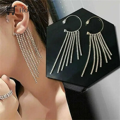 Sparkling Diamond Hanging Earings Gold / Right Tool