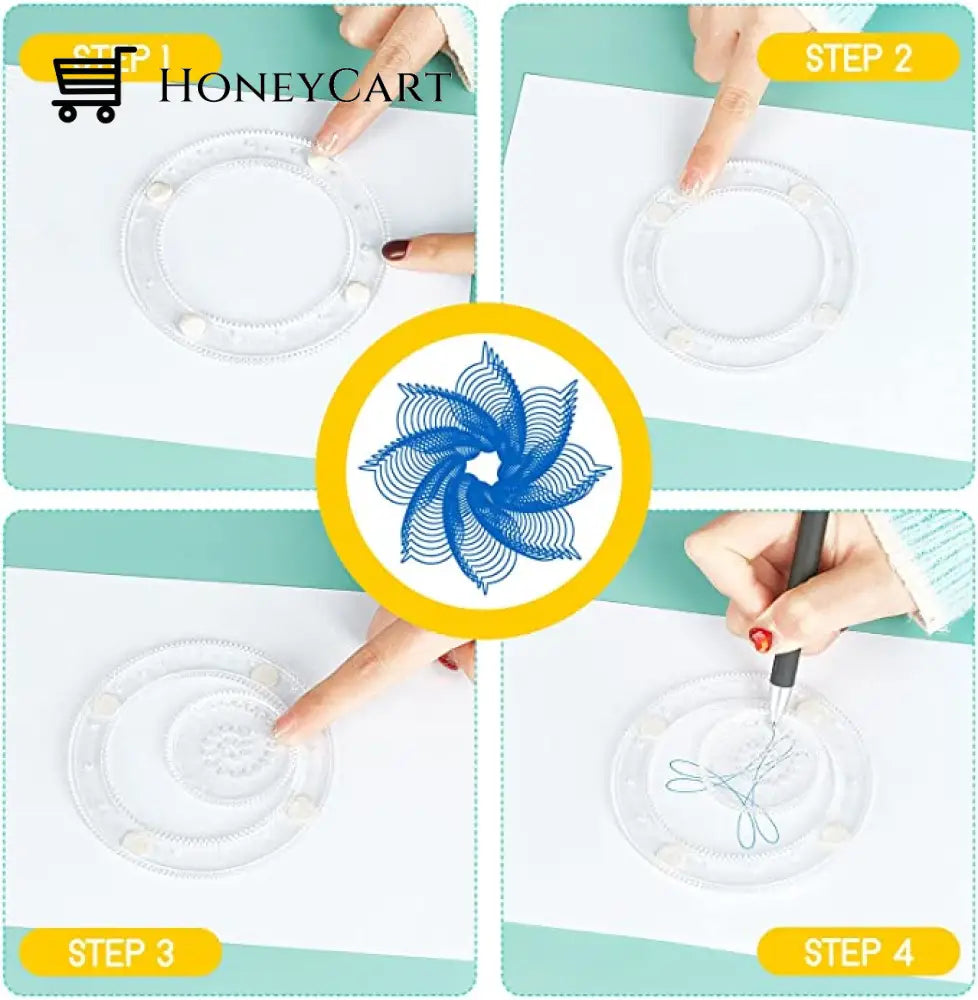 Spiral Art Clear Gear Geometric Ruler(22Pcs)