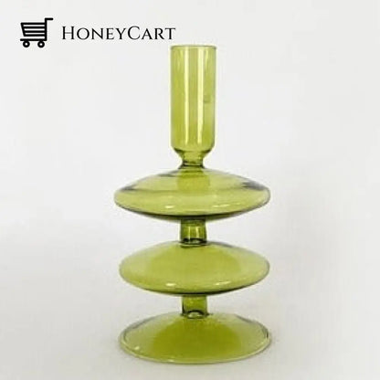 Spiral Geometric Candle Holders Light Green 2-Tier