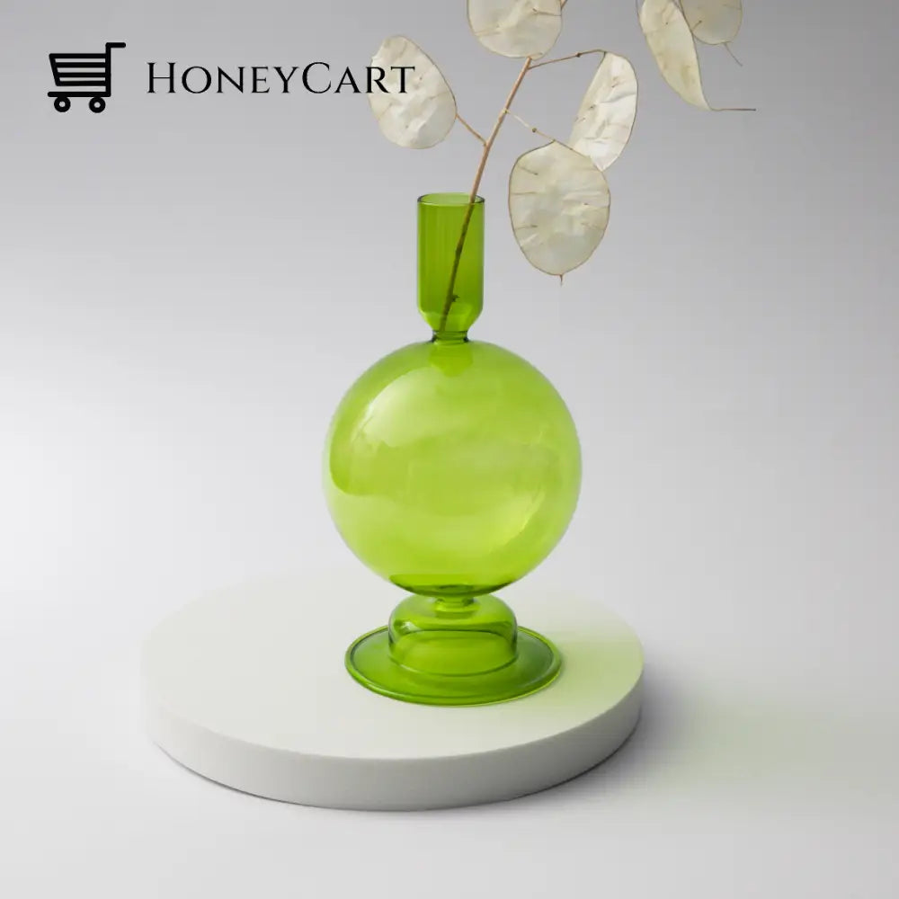 Spiral Geometric Candle Holders Light Green Ball