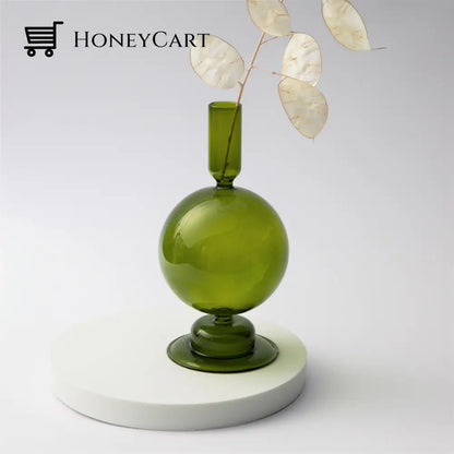 Spiral Geometric Candle Holders Olive Green
