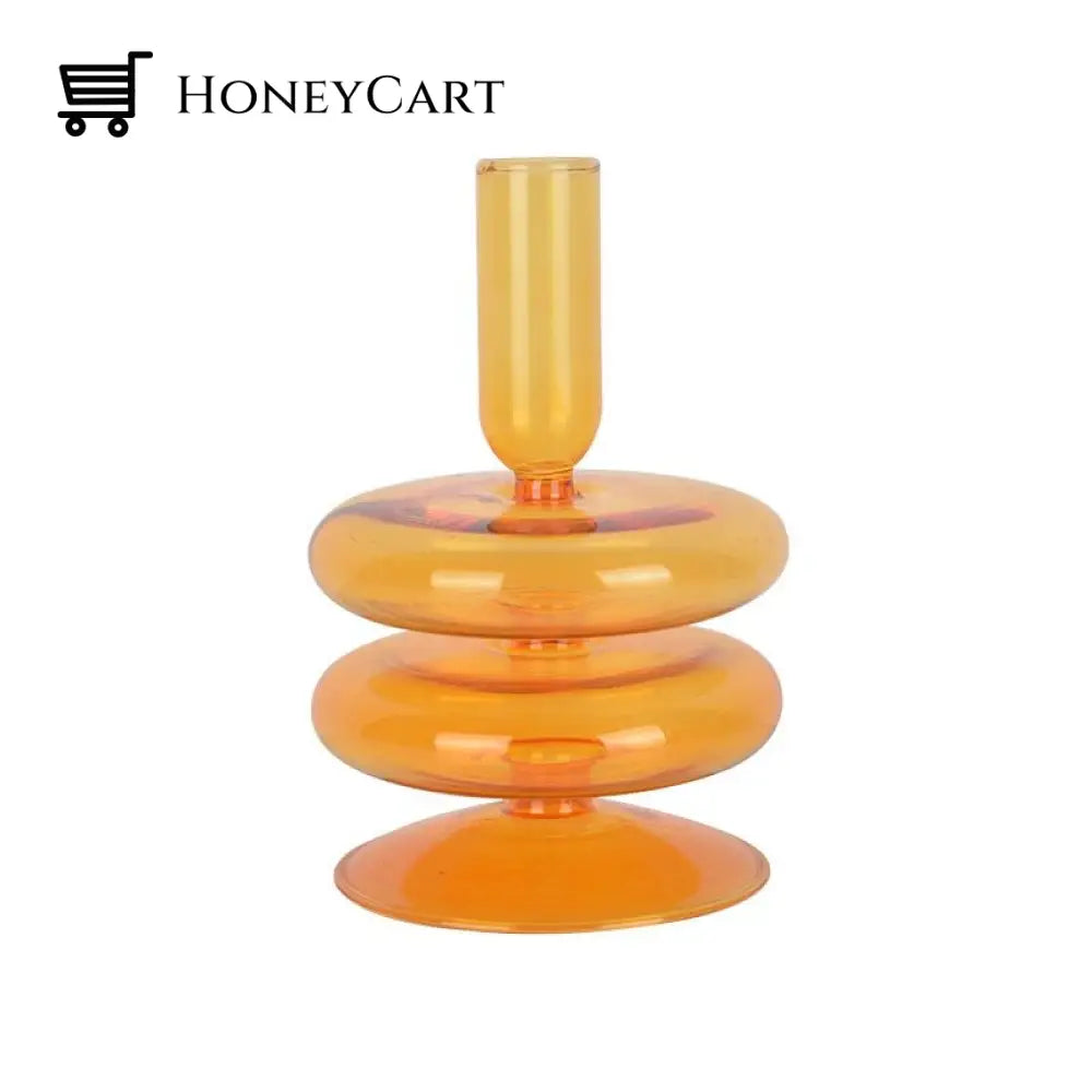 Spiral Geometric Candle Holders Orange 2-Tier