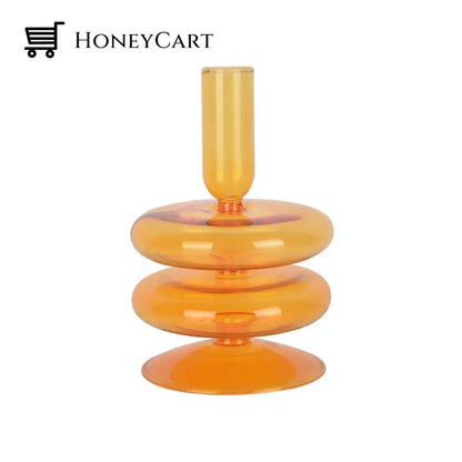 Spiral Geometric Candle Holders Orange 2-Tier