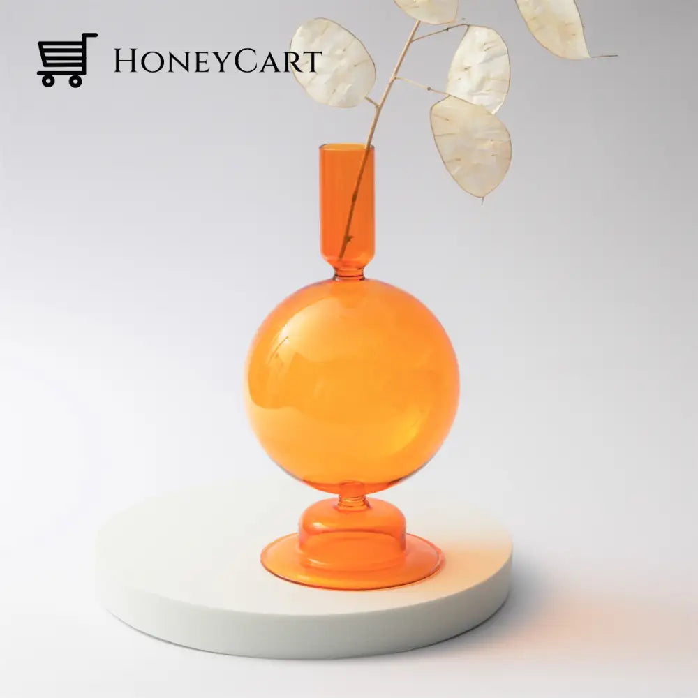 Spiral Geometric Candle Holders Orange Ball