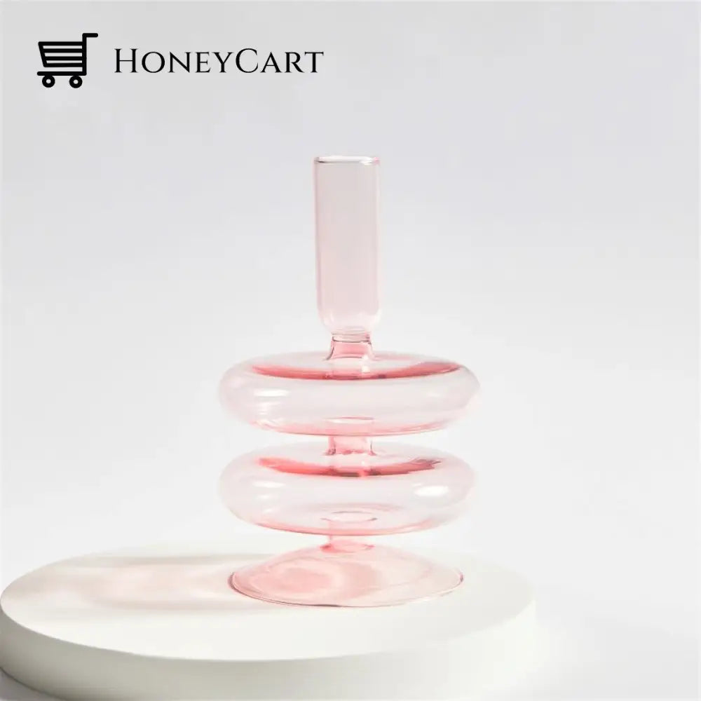 Spiral Geometric Candle Holders Pink 2-Tier
