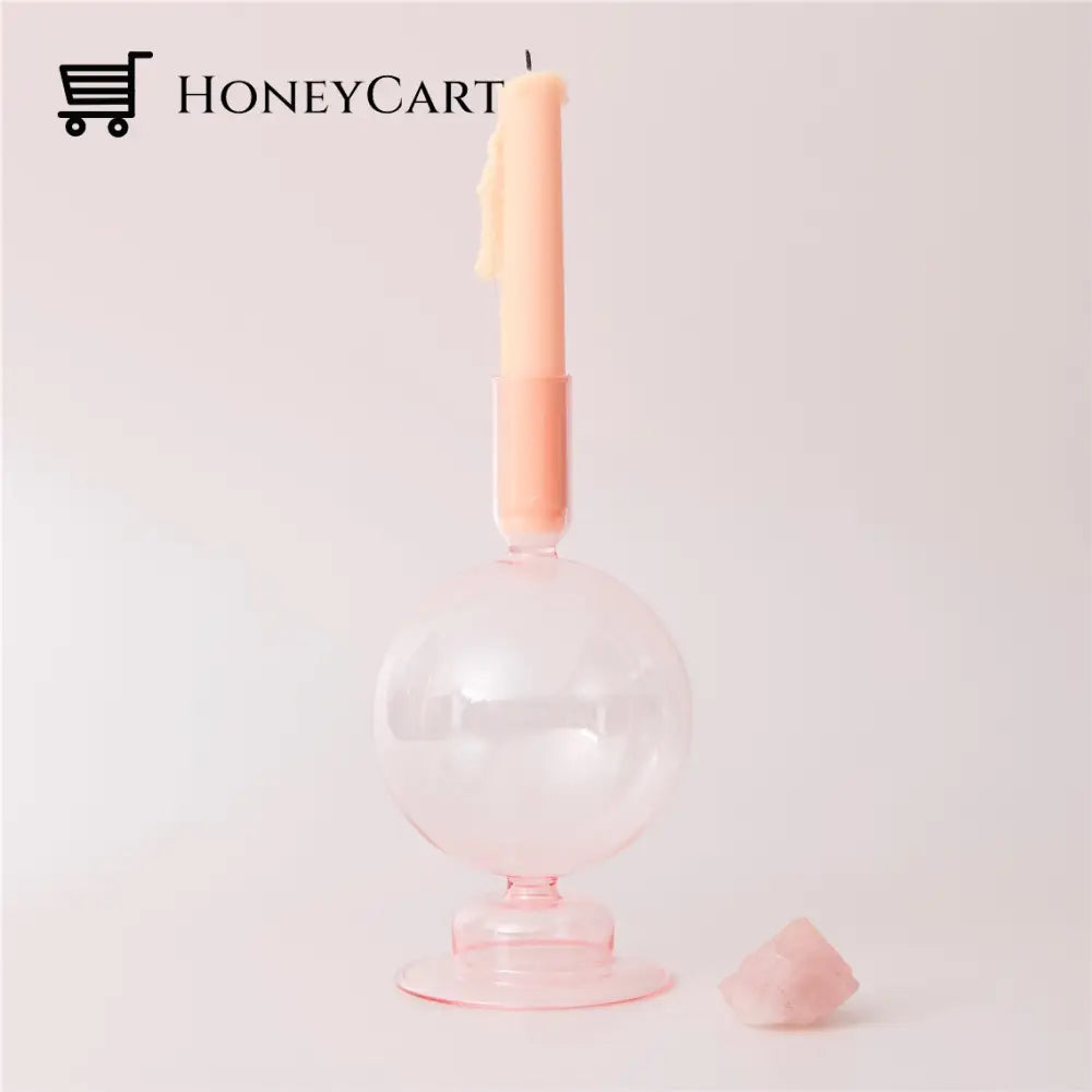 Spiral Geometric Candle Holders Pink Ball