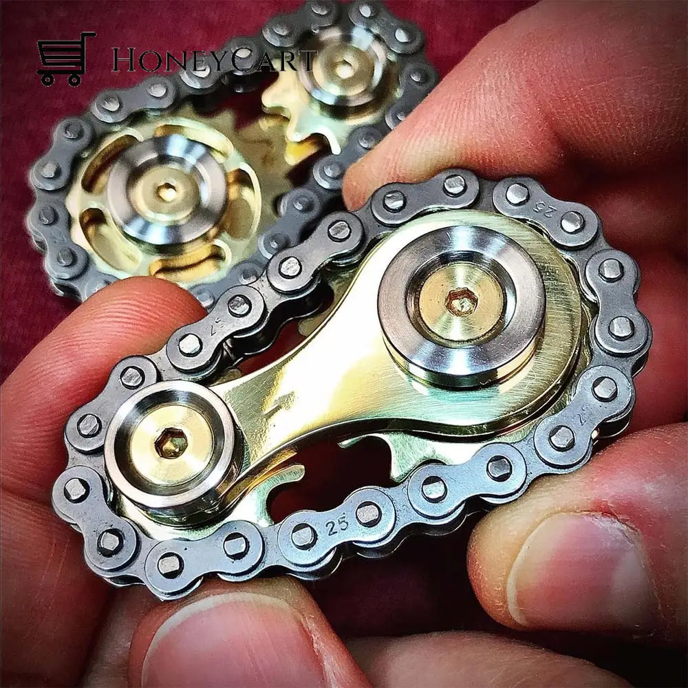 Sprockets Bicycle Chain Fidget Spinner Toys Antique Gold