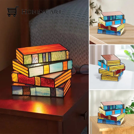 Stained Glass Stacked Books Lamp