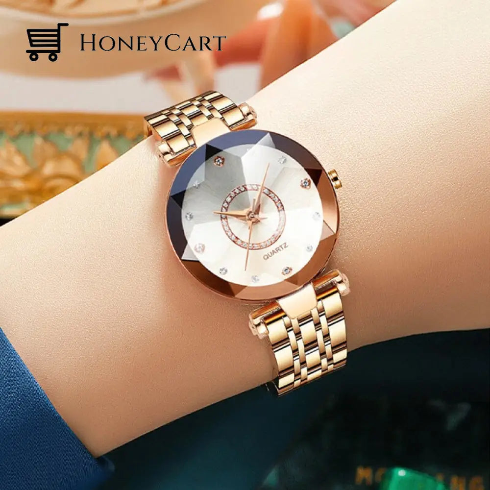 Starry Diamond Dial Ladies Waterproof Watch