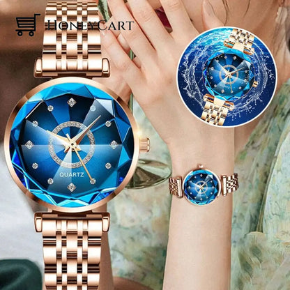 Starry Diamond Dial Ladies Waterproof Watch