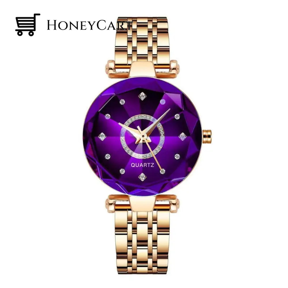 Starry Diamond Dial Ladies Waterproof Watch