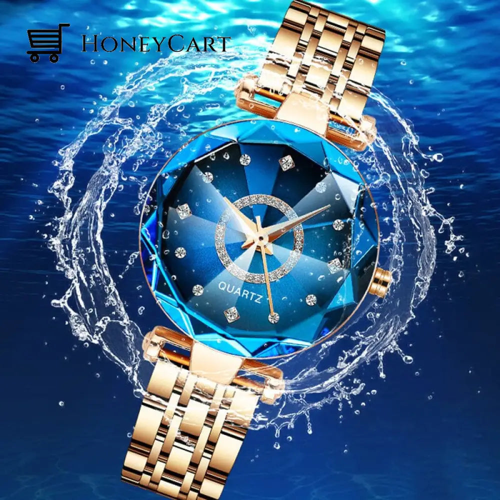 Starry Diamond Dial Ladies Waterproof Watch