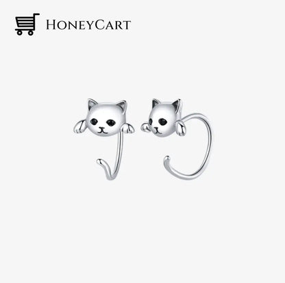 Sterling Silver Cat Earrings