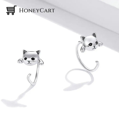 Sterling Silver Cat Earrings