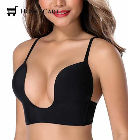Strapless Bra Deep U Plunge Sexy Backless Invisible With Convertible Transparent Straps For Low Back