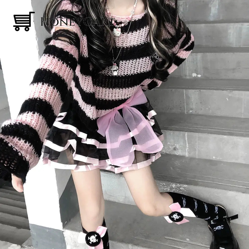 Striped Gothic Lolita Sweaters Clothing
