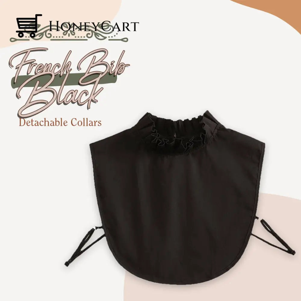 Stylish Blouse Detachable Lace Collar French Bib Black