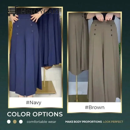 Stylish Pleated Wide Leg Pants Navy / M Tool