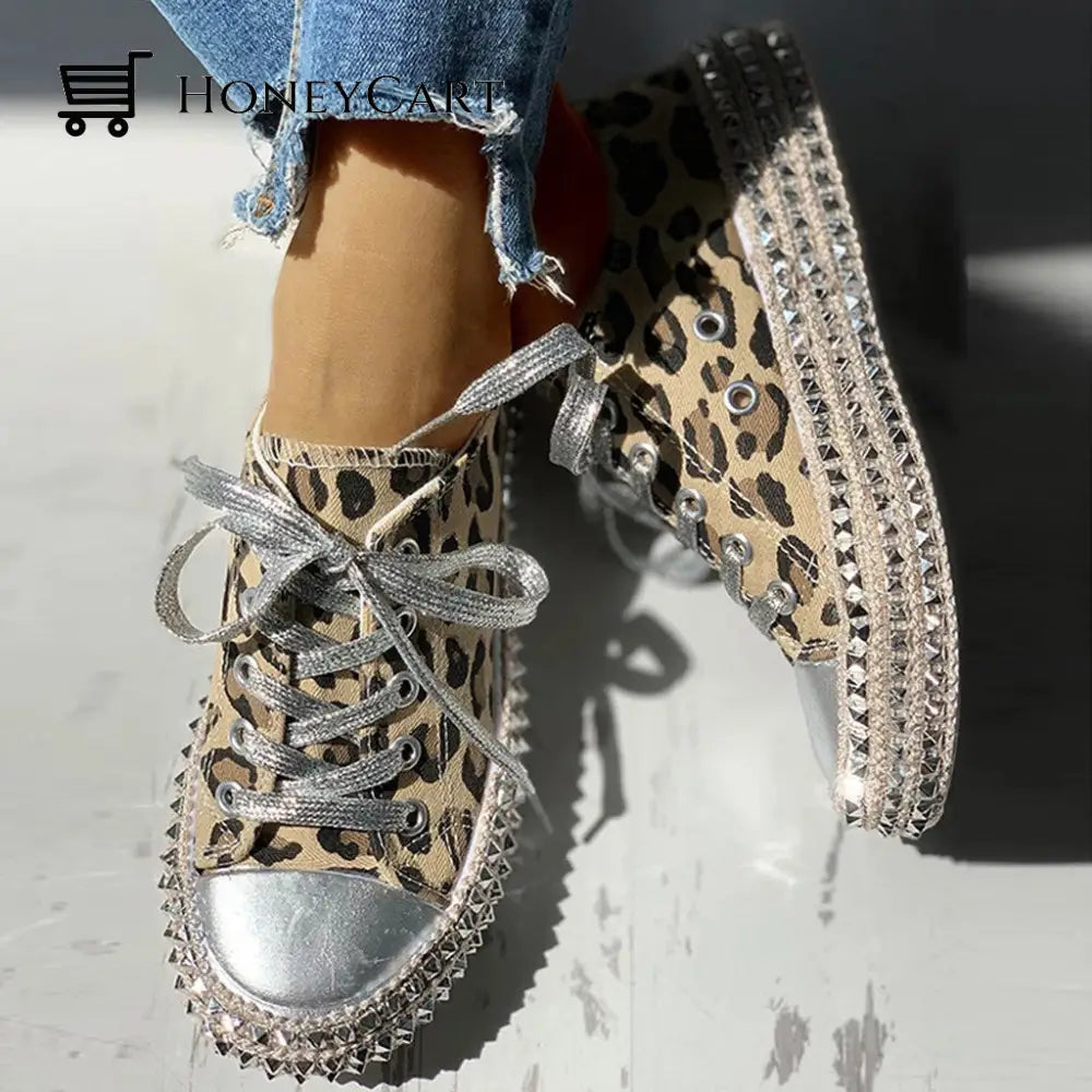 Stylish Studded Dynamic Design Sports Sneakers Shoes For Women