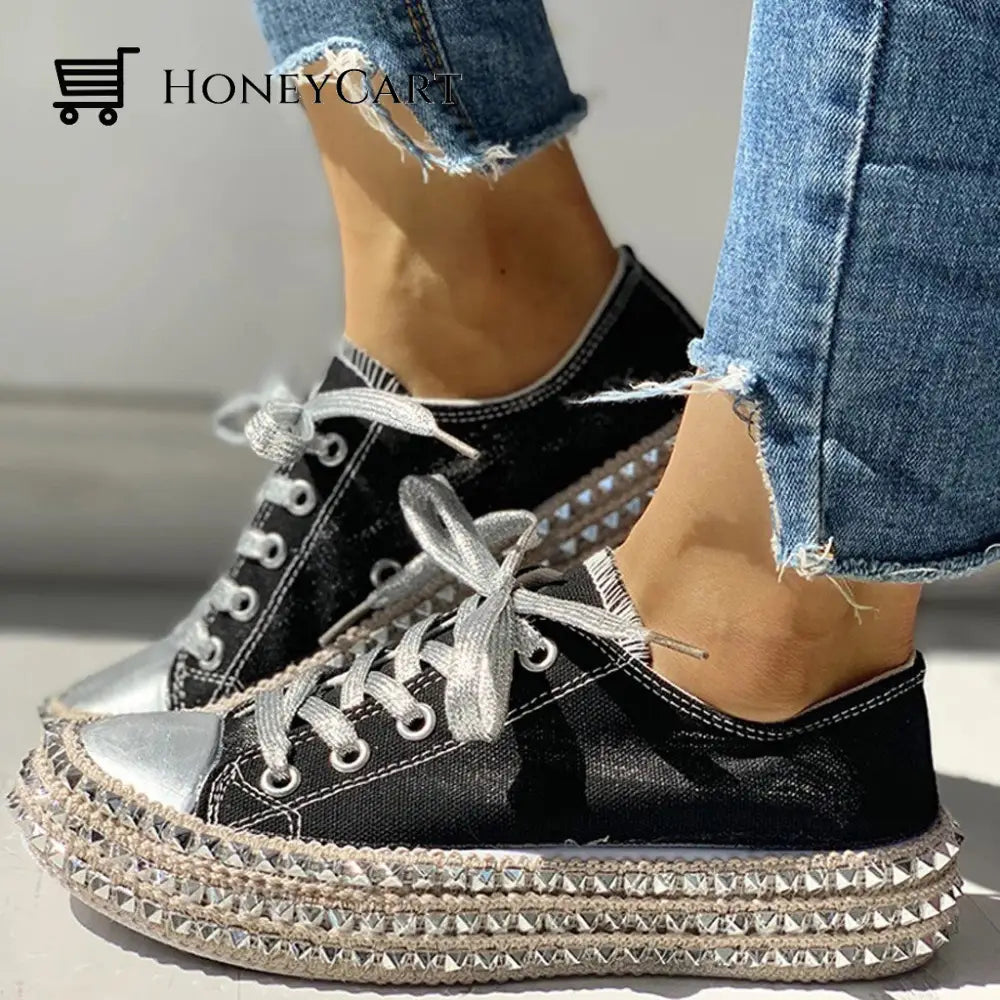 Stylish Studded Dynamic Design Sports Sneakers Shoes For Women