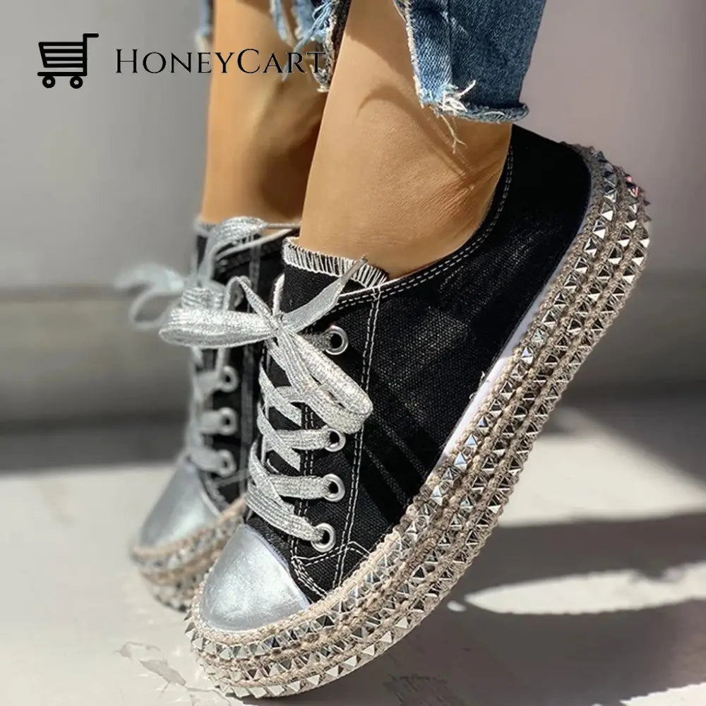 Stylish Studded Dynamic Design Sports Sneakers Shoes For Women